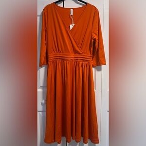 NMODER 3/4 Sleeved V Neck Wrap Neckline Midi Dress (Holly's Personal Collection)
